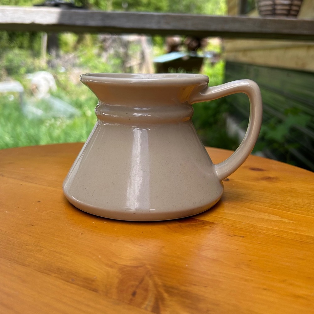 Vintage Stoneware No Spill Travel Mug Tan Beige Wide Base Nautical Japan Otagiri - Picture 2 of 8